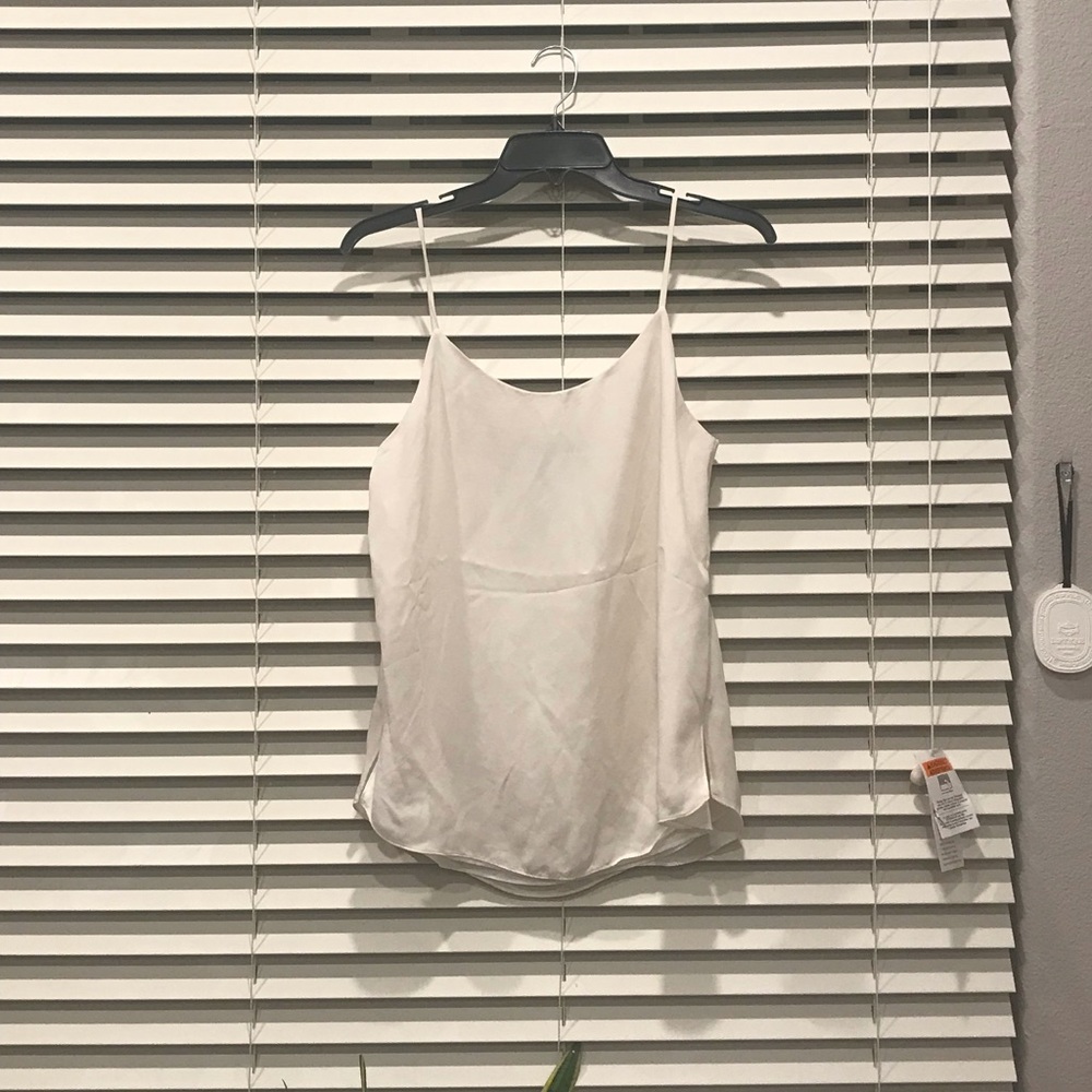 theory white silk top